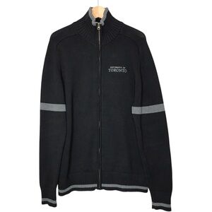 University of Toronto Full Zip Sweater Cardigan Cotton Black Grey Unisex XL